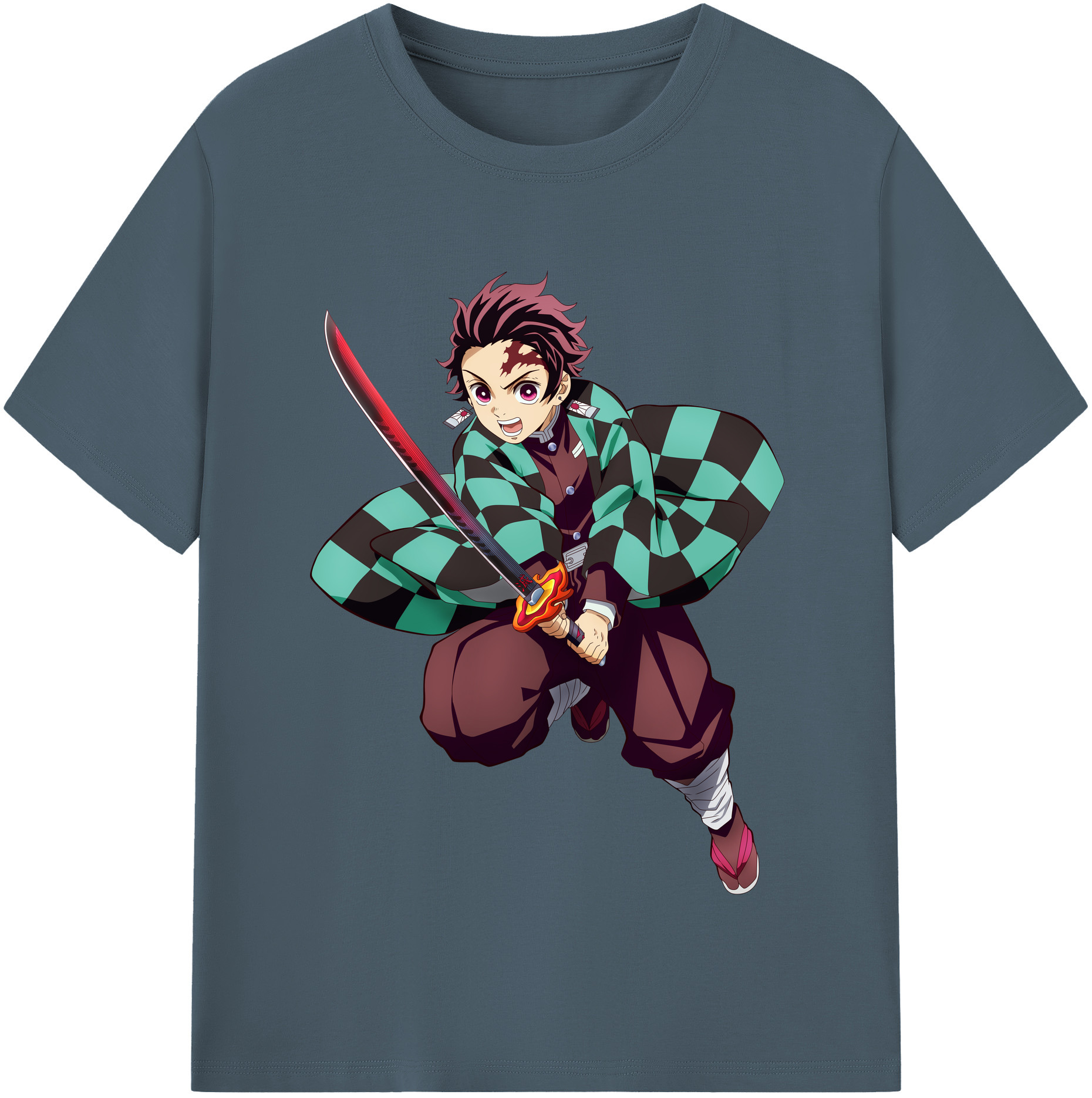 （画像用） 鬼滅の刃 竈門 炭治郎／かまど たんじろう Kamado Tanjirou 綿100％半袖Tシャツ（フロントプリント）